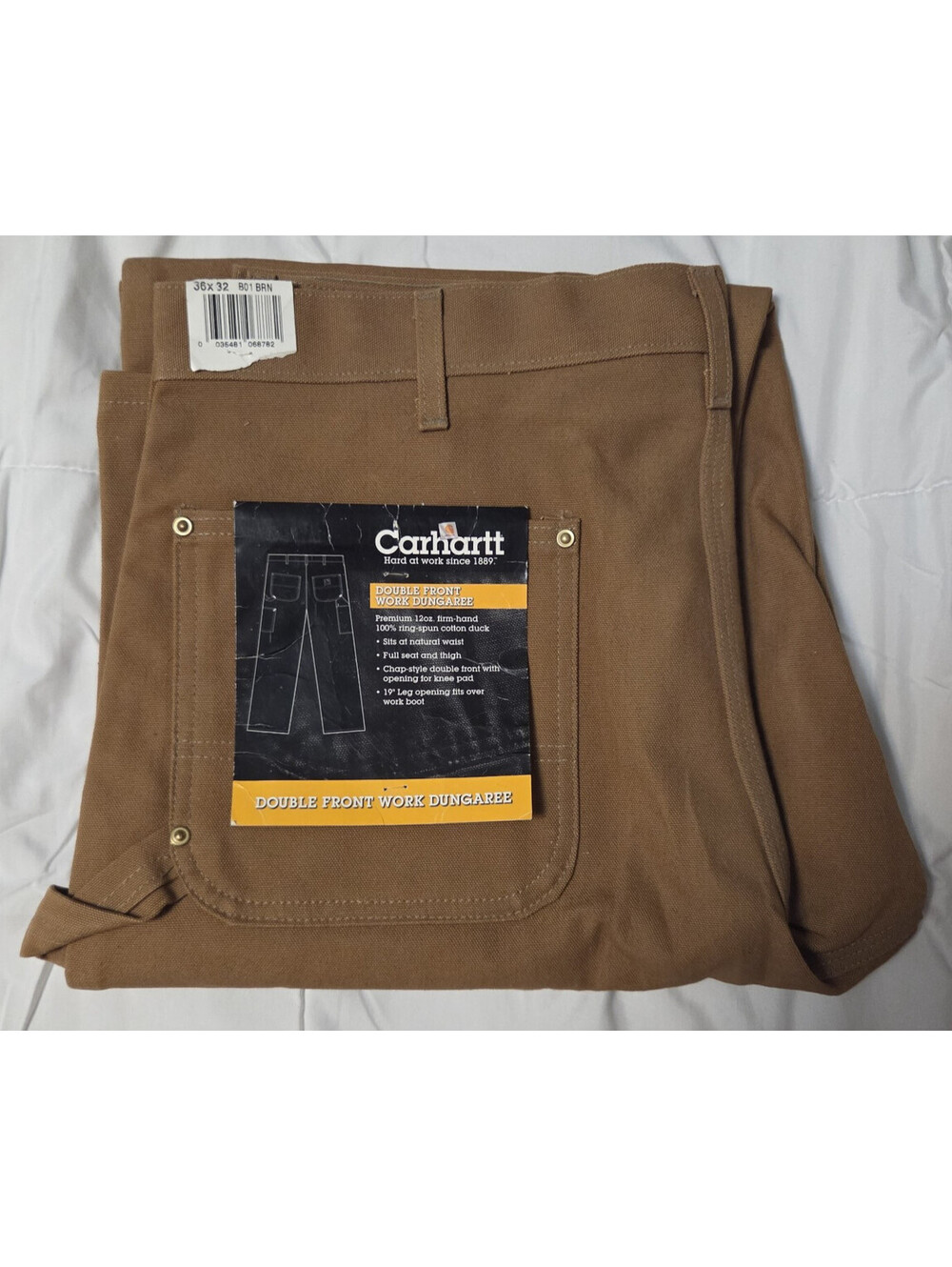 Carhartt B01 BRN Double Knee Pants Sz 36x32 VTG 2006 Deadstock Brown Canvas USA